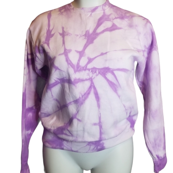 Three Layer Lilac Tie Dye Crewneck Sweatshirt M - Picture 1 of 6